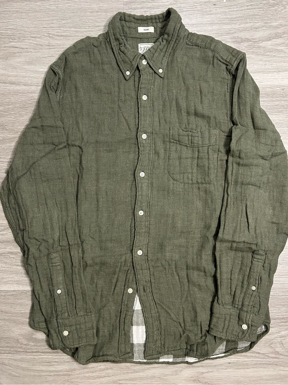 J Crew Olive Green Button-Down Shirt